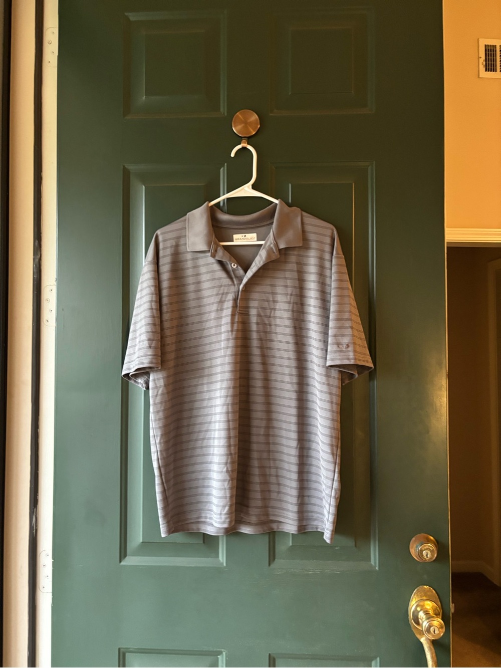 Grand Slam Men's Gray Striped Polo